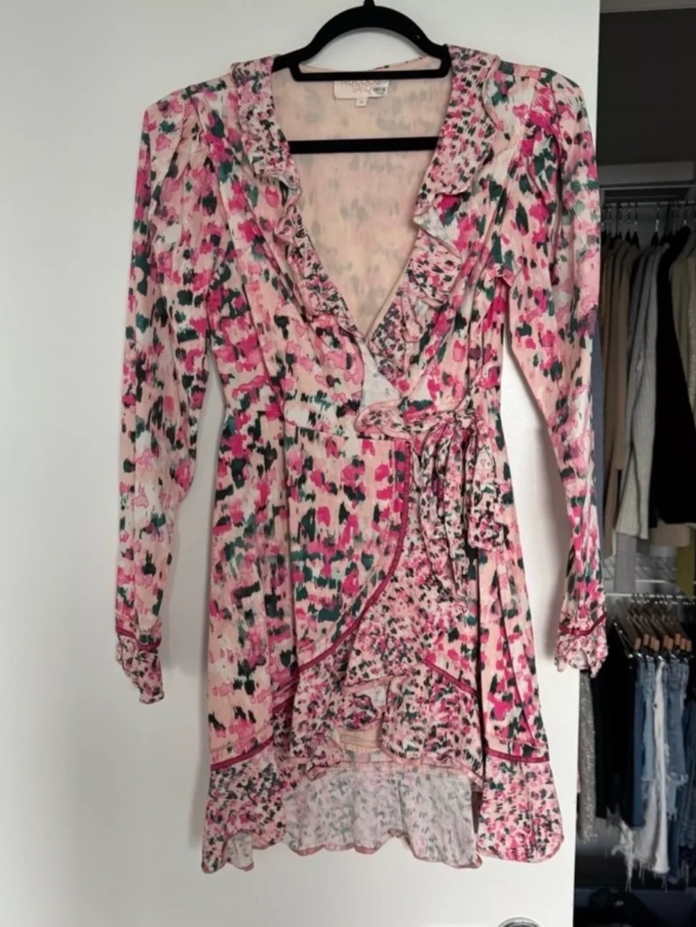 Revolve Rococo Sand Mini Wrap Dress Size Medium - Picture 4 of 8